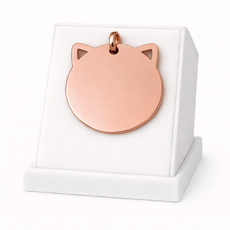 Médaille Chat Ronde Personnalisée - Gravure Laser - Or Rose - ⌀28mm
