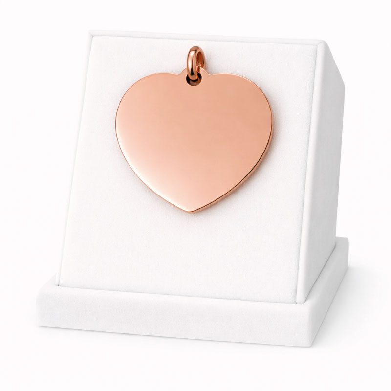 Médaille Coeur Personnalisée - Gravure Laser - Or Rose - 23x24mm