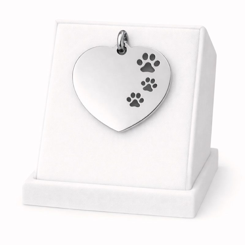 Médaille Petit Coeur Personnalisée - Gravure Laser - Argenté - 17x18mm