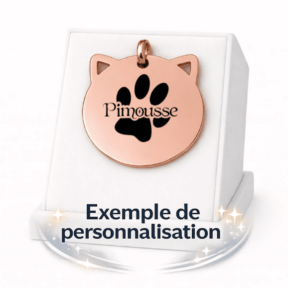 Médaille Chat Ronde Personnalisée - Gravure Laser - Or Rose - ⌀28mm