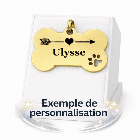 Médaille Petit Os Patoune Personnalisée - Gravure Laser - Or - 20x40mm